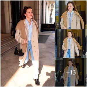 Emma Watson showcases her impeccable sense of style in classic preppy chic ensemble as she leaves her hotel during Milan Fashion Week