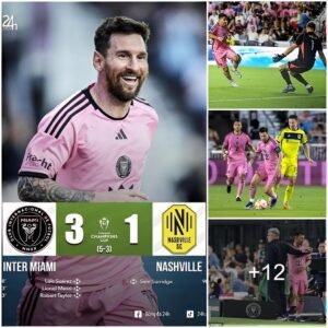 Lionel Messi, Luis Suarez and Robert Taylor all score as Inter Miami thrash Nashville to book their spot in the CONCACAF Champions Cup quarter-finals… but Argentina superstar sparks injury fears with early exit