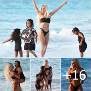 Kim Kardashian Turns Up the Heat in a Bikini while Hitting the Beach with Her Four Kids