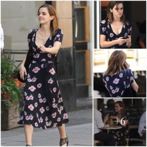 Stand-out summer style! Emma Watson makes an impact in plunging floral tea dress as she heads out for coffee