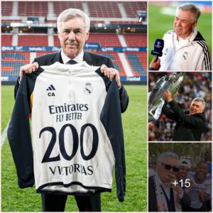 🔝 Carlo Ancelotti reaches 2️⃣0️⃣0️⃣ victories as Real Madrid C.F. coach! 👏 ¡Ancelotti alcanza las 2️⃣0️⃣0️⃣ victorias con el Real Madrid C.F.! #RealFootball