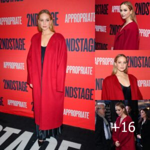 Jennifer Lawrence Joins the “Pop Of Red” Movement With the Most Festive Coat