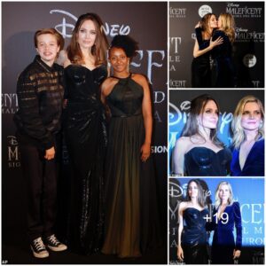 Angelina Jolie, 44, strikes a pose with co-star Michelle Pfeiffer, 61, as she's joined by her daughters Zahara, 14, and Shiloh, 13, at the Maleficent: Mistress Of Evil premiere in Rome