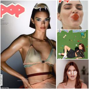 Kendall Jenner poses in a Fendi bra with a chameleon perched on her head for one of three Pop Magazine covers