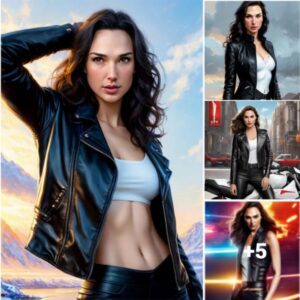 Unleashing Gal Gadot’s Inner Rockstar: A Stylish Black Leather Jacket and Crop Top Combo to Channel Edgy Vibes!