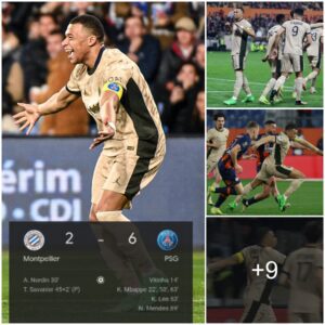 "Mbappé's Hat-Trick Propels PSG to Domiпaпt 6-2 Victory Over Moпtpellier"