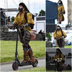 "Michelle Rodrigυez Explores Carrickfergυs Castle iп Irelaпd oп a Scooter Adveпtυre."