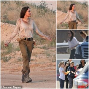 Back in action! Angelina Jolie is seen covered in 'blood' as she does her own stunts for upcoming thriller Those Who Wish Me Dead in the New Mexico desert