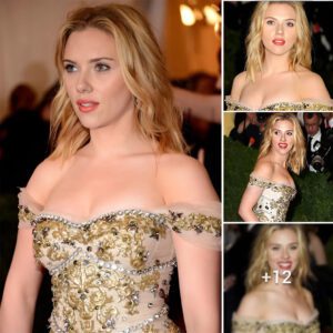 Scarlett Johansson Flaunts Round Triple Circle in Yellow Diamond-Studded Dress