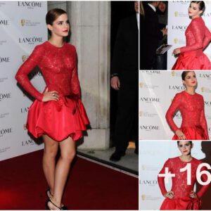 Emma Watson Stands Out in Vibrant Red Floral Lace Amidst the Crowd on the Red Carpet