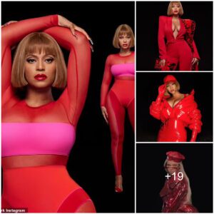 Beyonce rocks gravity-defying waist-length braids while displaying her famous curves in a sexy mesh catsuit in latest advert for her Valentine's Day Ivy Park collection