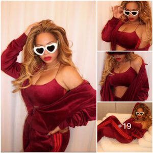 Beyonce looks red hot as she flashes her cleavage and abs in velvet in new Valentine's Day range Ivy Heart