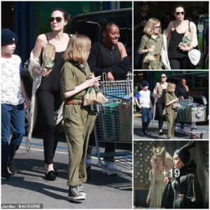 Angelina Jolie stocks up on groceries with Zahara, Vivienne and Knox on Mother's Day outing to store