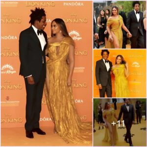 Beyoncé Roars with Regal Majesty as She Channels Her Inner Lioness in Gold Asymmetric Gown for “The Lion King” Premiere