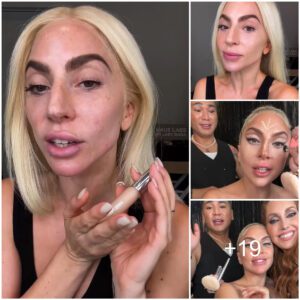 Lady Gaga shows off her fresh-faced beauty as she goes make-up free before showing off her brand new Haus Labs concealer