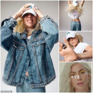 Lady Gaga rocks a studded denim jacket in new campaign as she works to spread 'a message of love, kindness and bravery to the global community'