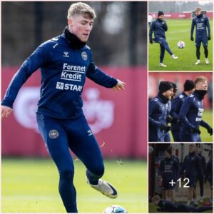 “Rasmus Højlund Enjoys Fun Training Session with Danish Team, Alongside Eriksen, Preparing for Match Against Switzerland 😍😍”