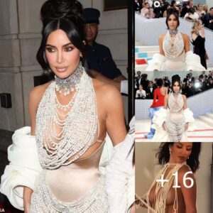 You're STILL doing amazing, sweetie! Kim Kardashian revisits THAT iconic nude Playboy shoot from 2007 - as she covers her bare bust with pearl necklaces at Met Gala with daughter North 