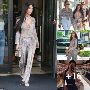 Kim Kardashian embraces her curves in sexy croc-skin patterned top and matching pants in NYC