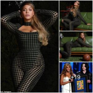 Beyonce shows off bombshell curves in clinging houndstooth bodysuit from her Ivy Park collab with Adidas... after husband Jay-Z compared her to Michael Jackson