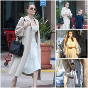 Angelina Jolie looks radiant in a cream bandeau and midi skirt as she enjoys day out with son Knox