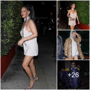 Pregnant Rihanna Flaunts Her Growing Baby Bump in a Stylish Mini Dress During Dinner with Friends in LA