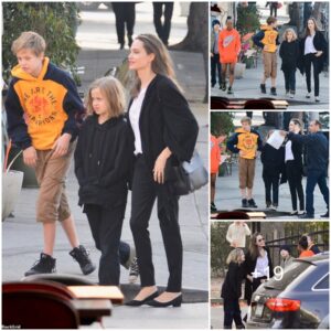 Angelina Jolie is spotted taking four of her six kids out for breakfast the day after Christmas