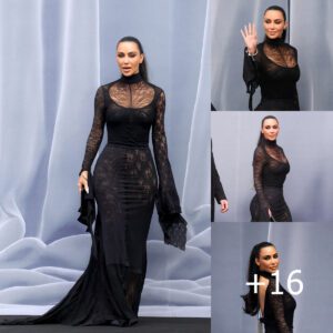 Kim Kardashian Embodies Romance in a Lace Gown at Balenciaga Show