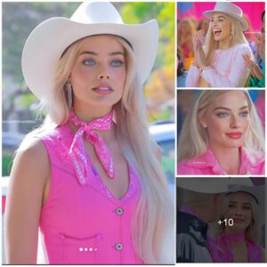 Margot Robbie looking flawless in pink outfit