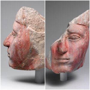 A King's Likeness: The Enigmatic Painted Sandstone Head of Amenhotep I, Preserving the Legacy of the 18th Dynasty