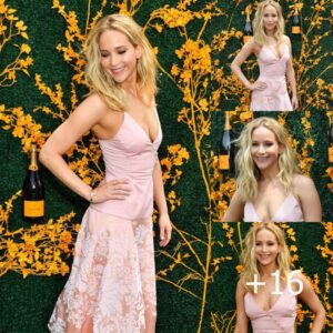 Jennifer Lawrence’s pink VC Polo Classic dress is ideal for a summer wedding.