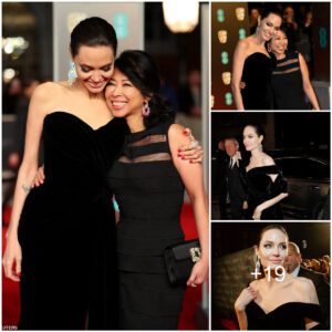 Jovial Angelina Jolie cosies up to human rights activist and First They Killed My Father author Loung Ung on the BAFTAs red carpet