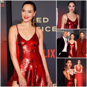 Gal Gadot looks red hot in split dress for the premiere of her new movie