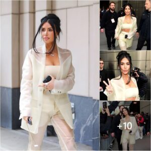 Kim Kardashian Broke New Ground Wearing A Headband And A Statement White Outfit During Her 100 Years Talk