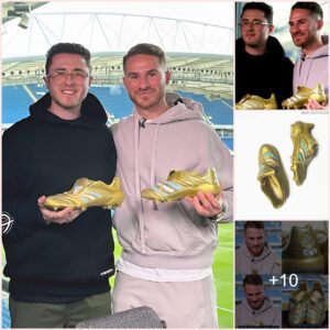 GOLDEN TREASURE: Liverpool star Mac Allister receives a Super Boots inspired by Zidane from Adidas