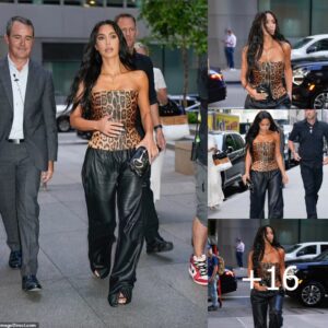 Kim Kardashian Stuns in Cheetah-Print Corset and Leather Pants on the Streets of The Big Apple