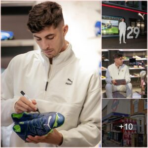 GREAT FORM: Arsenal star Kai Havertz is super handsome on the day he signed shoes for his fans