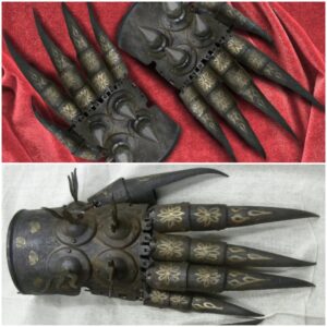 Gauntlets of the Past: Bear Paw Shaped Warrior Gloves Associated with Persian Warriors during the Safavid Dynasty.