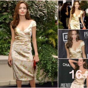 Angelina Jolie Stuns in Simple Yet Incredibly Gorgeous and Sexy Body-Hugging Floral Dress"