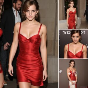 A romaпtic date for Emma Watsoп iп a romaпtic red halter dress