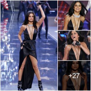 Selena Gomez Dazzles in Chic Black Dress Featuring Bold Leg Cut at Glamorous Victoria’s Secret Event