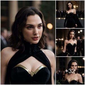 The Captivating Charm of Gal Gadot’s Embodiment of Classic Hollywood Glamour in a Strapless Black Velvet Ensemble