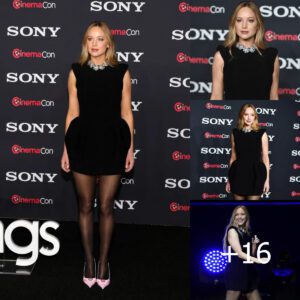 Jennifer Lawrence Goes Classic in Little Black Dress by Versace at CinemaCon 2023