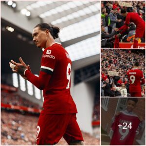 Liverpool fans see funny side after Darwin Nunez chooses to gift his shirt to ball boy rather than sign-bearing supporter after the Reds 2-1 win over Brighton