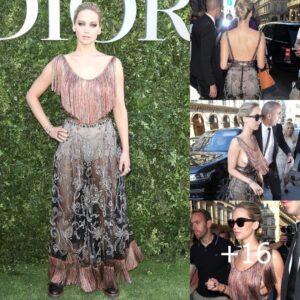 What’s the secret behind Jennifer Lawrence’s almost-exposed outfit, featuring a daring fashion move with a sideboob flash in an enchanting fringed dress?