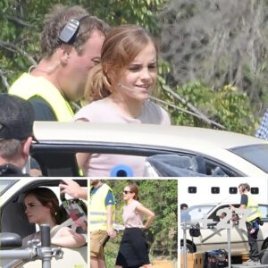 Emma Watson cuts a casual figure as she gets to grips with her leading role on the set of latest film The Circle in California