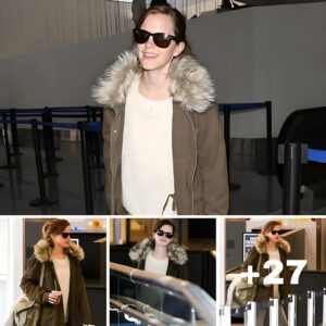 A true English rose! Make-up free Emma Watson shows off her flawless complexion as she makes her way through the airport