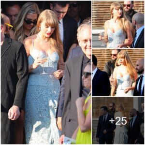 Taylor Swift Turns Heads in Stunning Blue Dress at Jack Antonoff and Margaret Qualley's Wedding on Long Beach Island, New Jersey