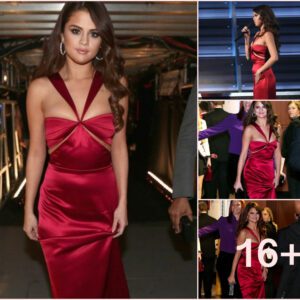 Selena Gomez Radiates in Red Mermaid Long Celebrity Dress, Captivating Hearts with Stunning and Sexy Presence