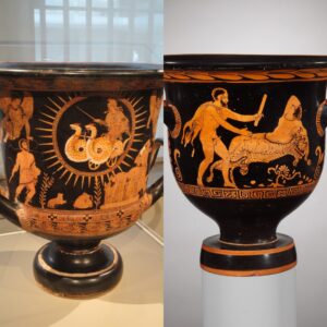 A Glimpse into Mythology: Ancient Lucanian Red-Figure Kylix Depicting Medea in Chariot (circa 400 BC)